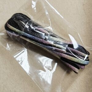 NWT (ONE PAIR) BLACK/RAINBOW SPARKLEY ROUNDED SHOE LACES!